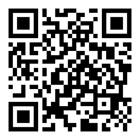 QR code that encodes https://bus.gov.uk/stop/1234. The pattern is fairly open, with large squares.